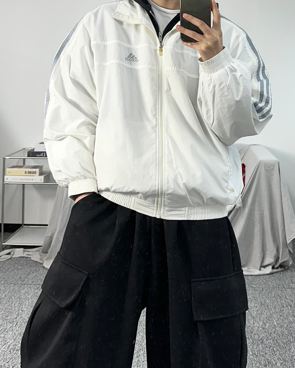 아디다스 00s 화이트 그레이 바람막이 L 상품이미지3