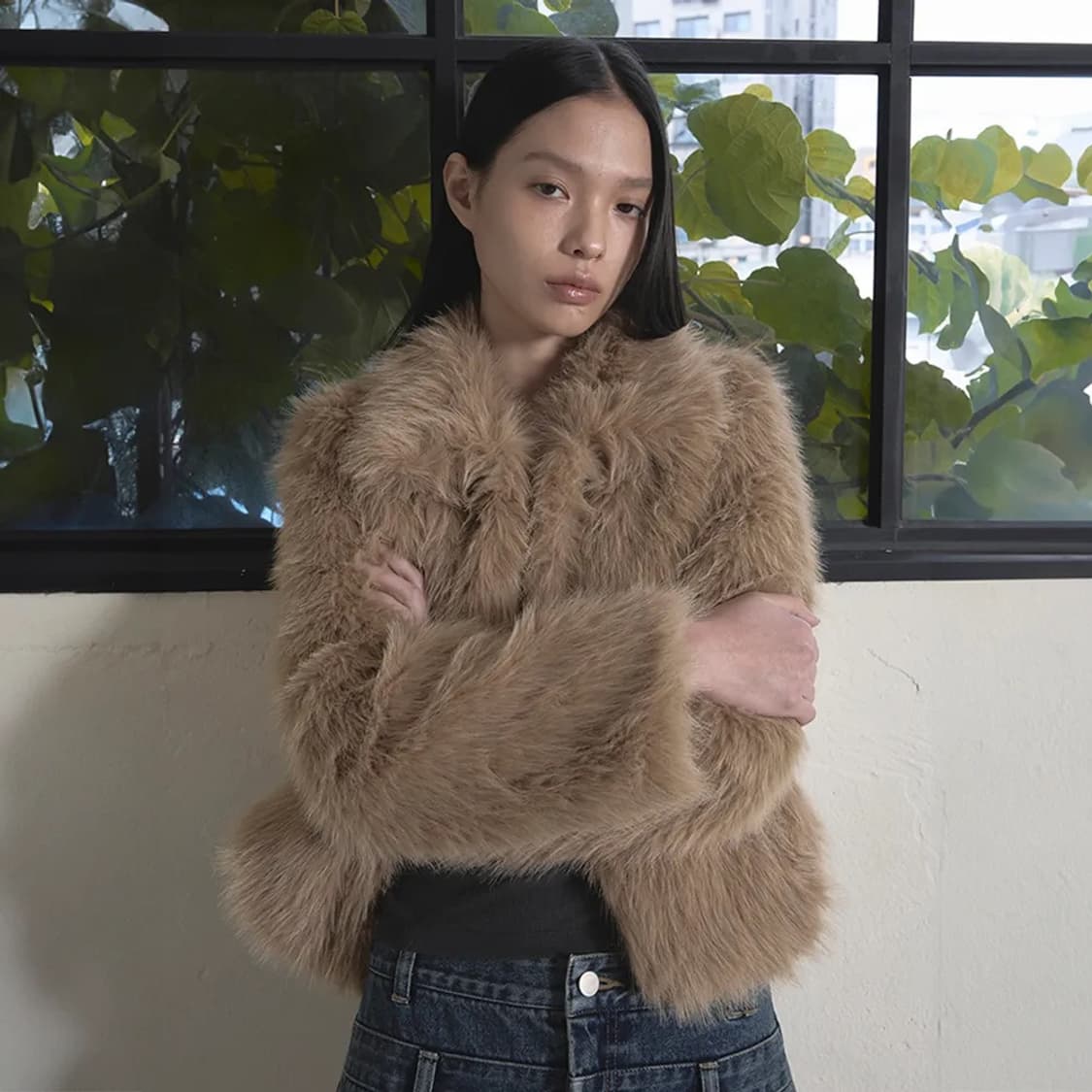 오데스 FAUX 퍼 재킷 베이지 상품이미지1