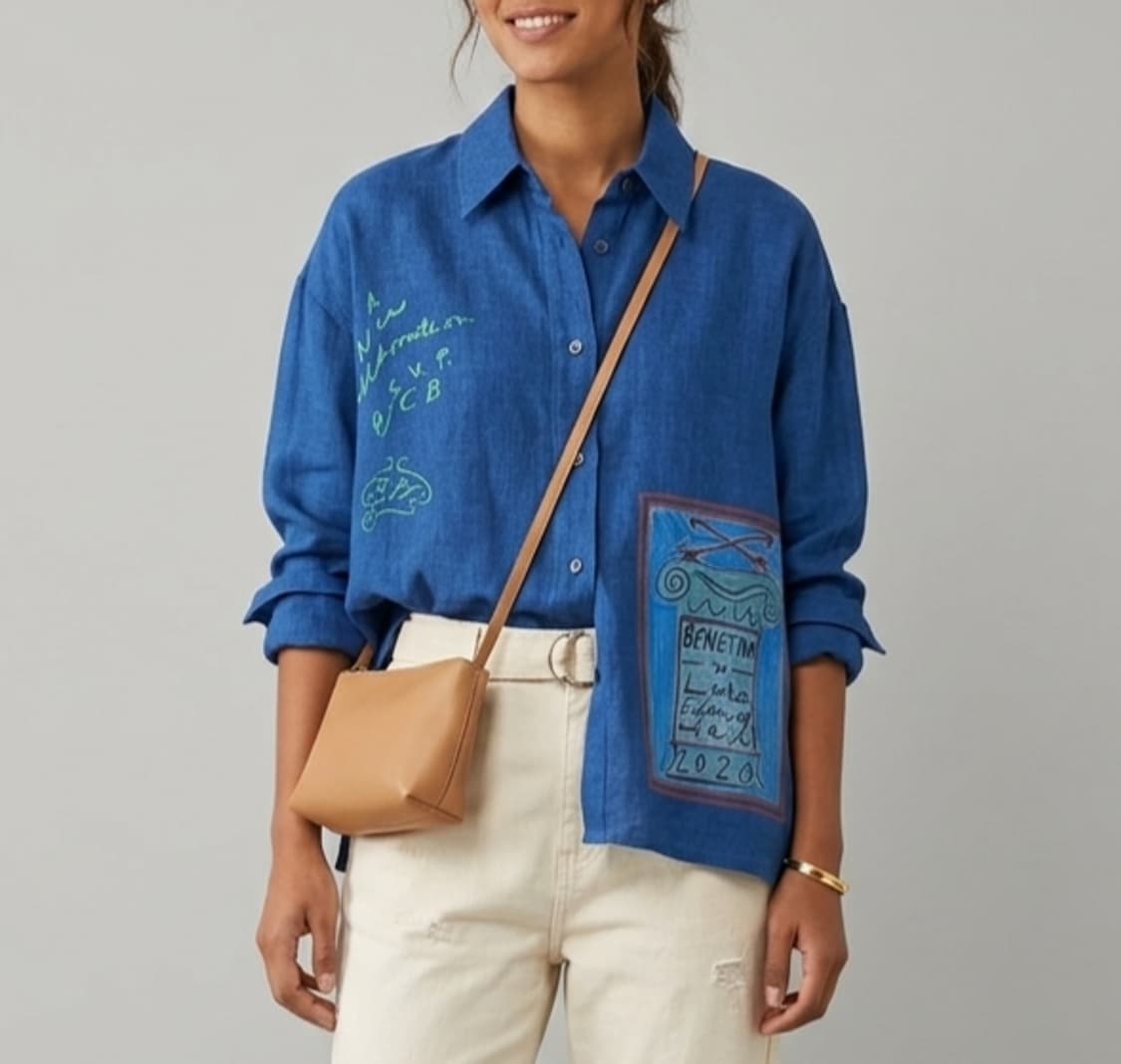 [F]베네통 린넨 루즈핏 셔츠 상품이미지1