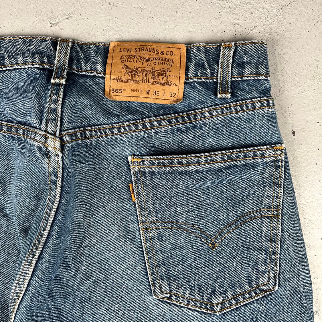 빈티지 리바이스 565 루즈핏 와이드 레그 데님 진청 상품이미지6