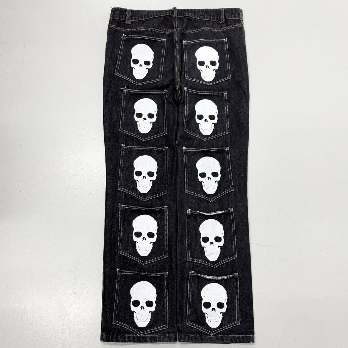 JPN 제팬 스컬 해골 멀티포켓 펑크 블랙 데님팬츠 상품이미지3
