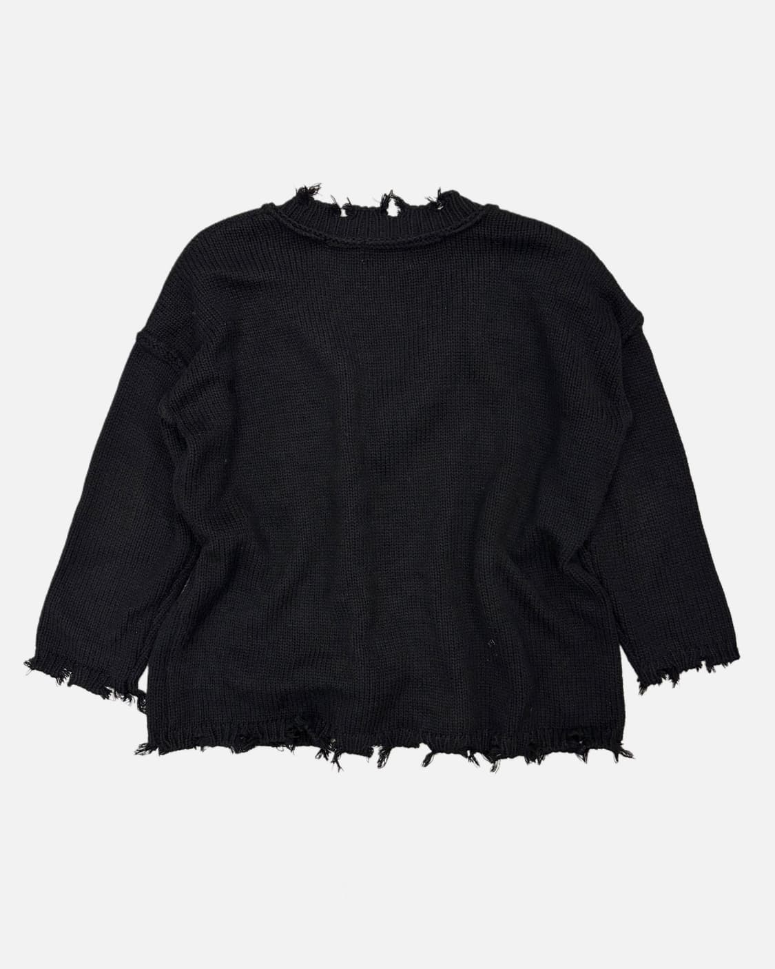 distressed black v-neck knit 상품이미지4