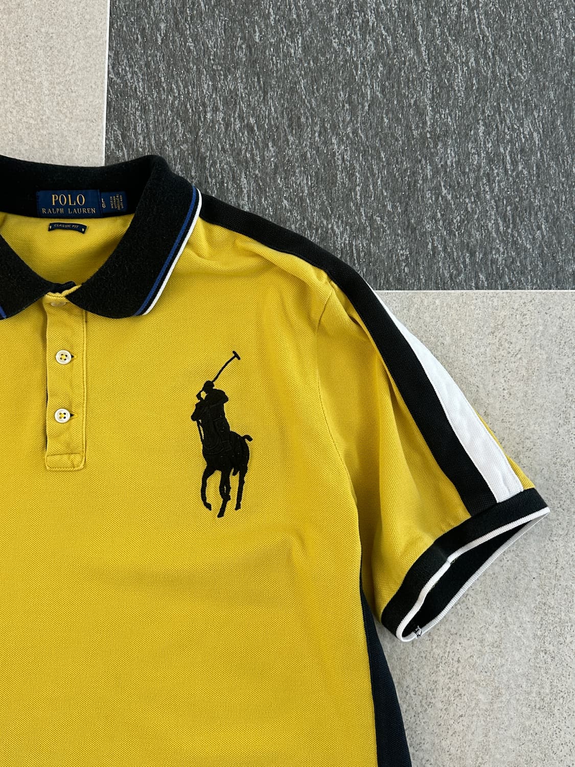 폴로 랄프로렌 옐로우 배색 빅포니 카라 티셔츠  상품이미지4