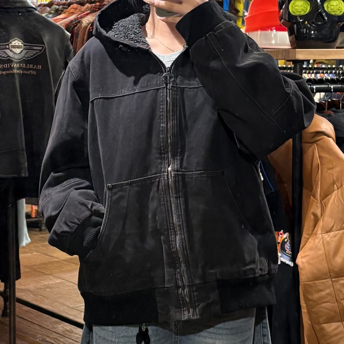 [HI] VTG 후드 워크자켓 블랙데님 상품이미지1