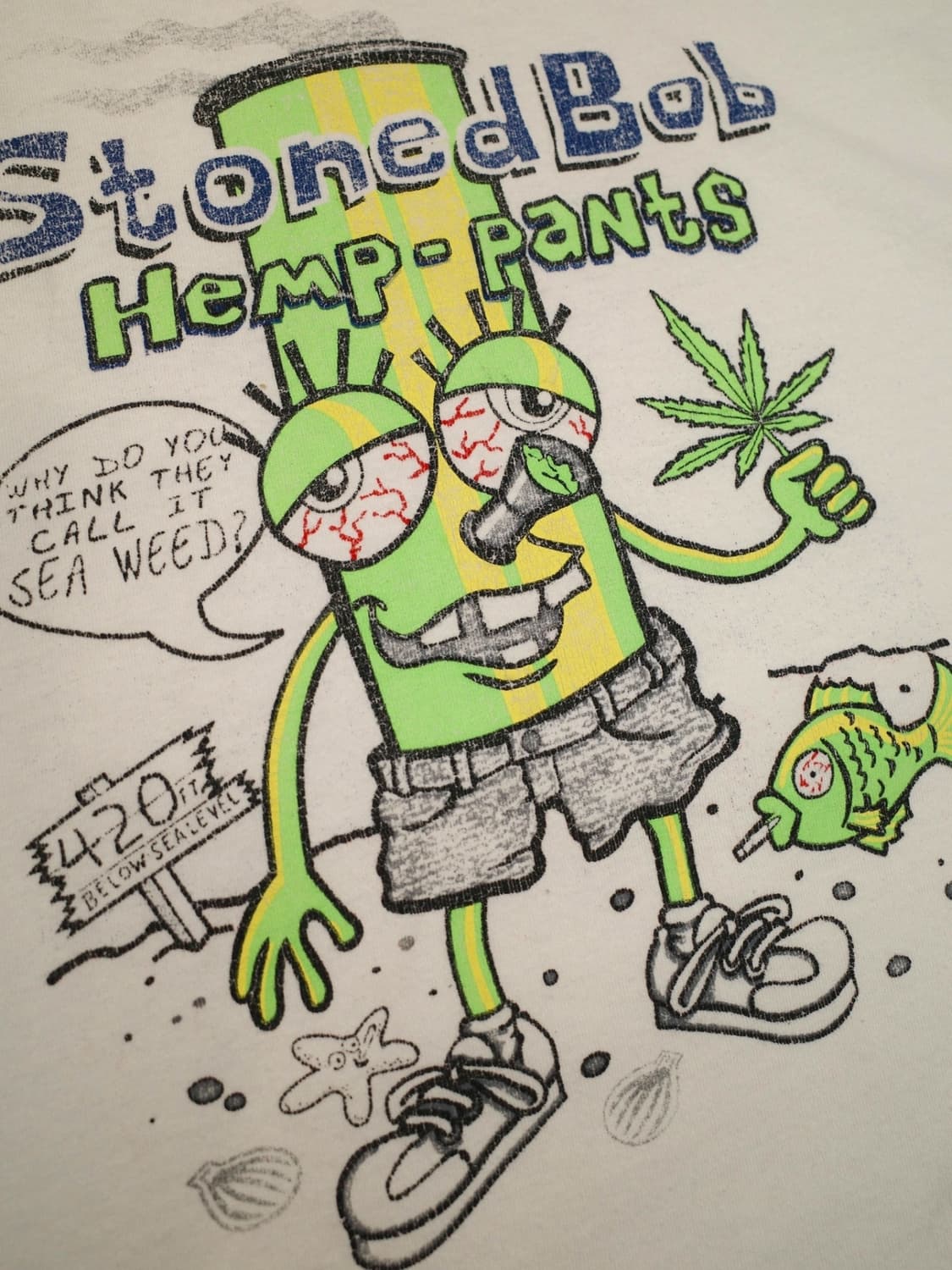 00‘s 스펀지밥 마리화나 패러디 티셔츠 상품이미지2