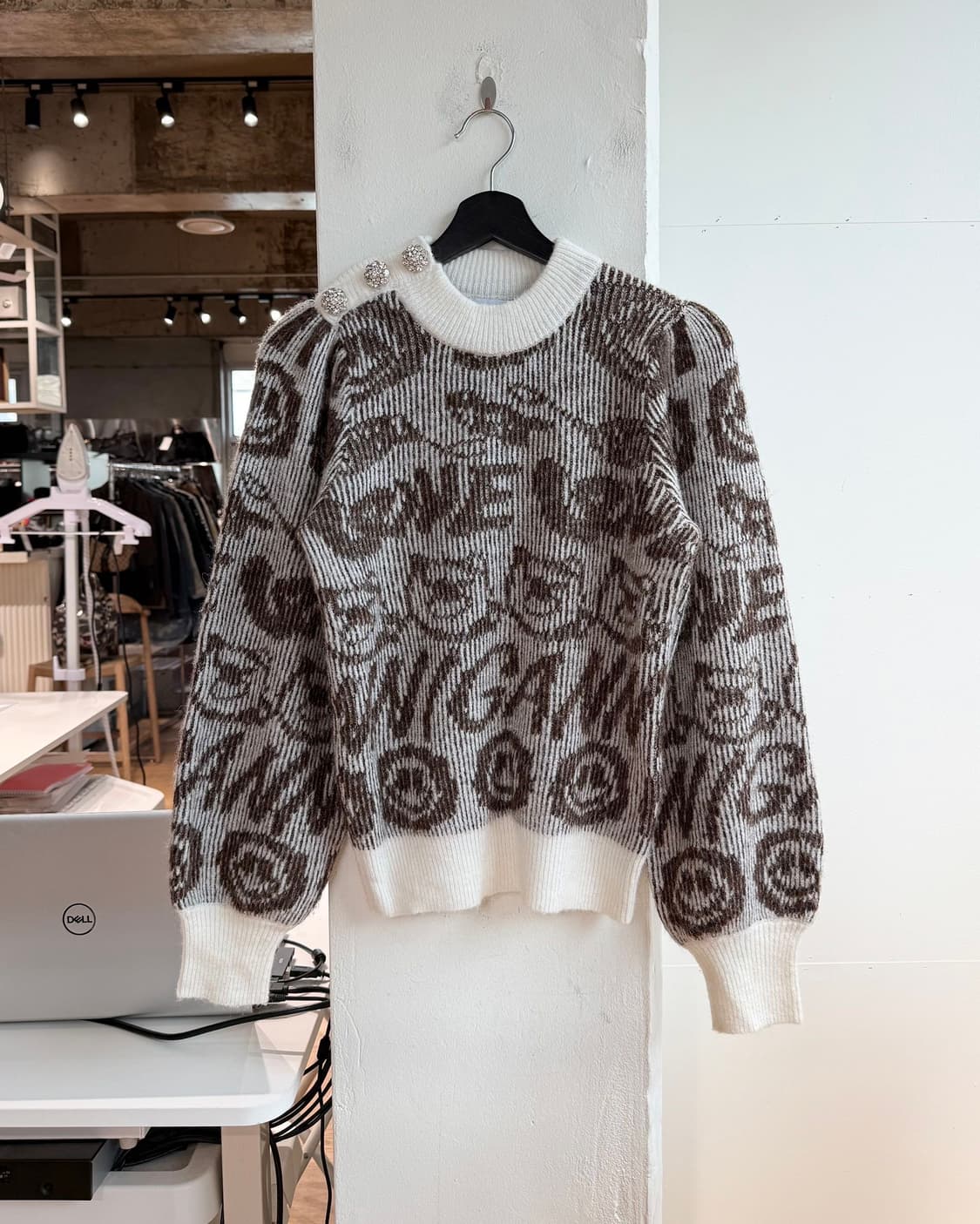 가니 브라운 스마일리 벌룬 알파카울 니트  상품이미지2