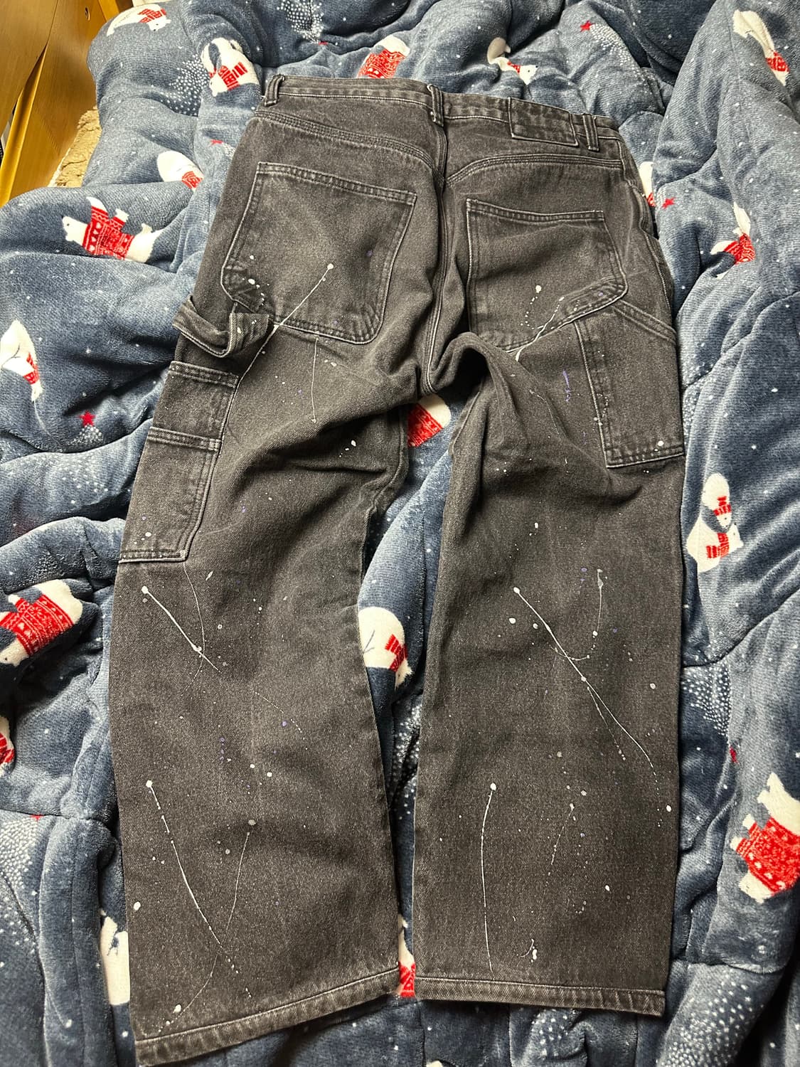 벌스데이수트 페인티드 카펜터 팬츠 블랙 (워크웨어/와이드) 상품이미지2