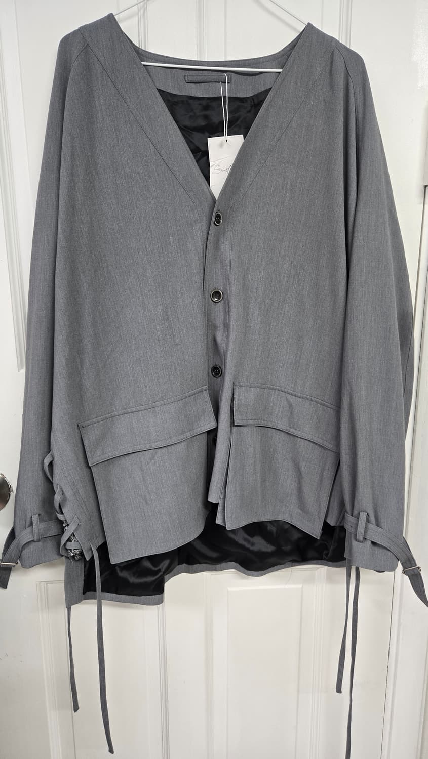 새상품)sustain 서스테인 사이드 레이스업 노카라 자켓 상품이미지1