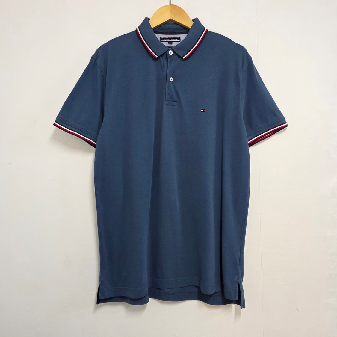 L 타미힐피거 다크블루 반팔 카라티셔츠 상품이미지1