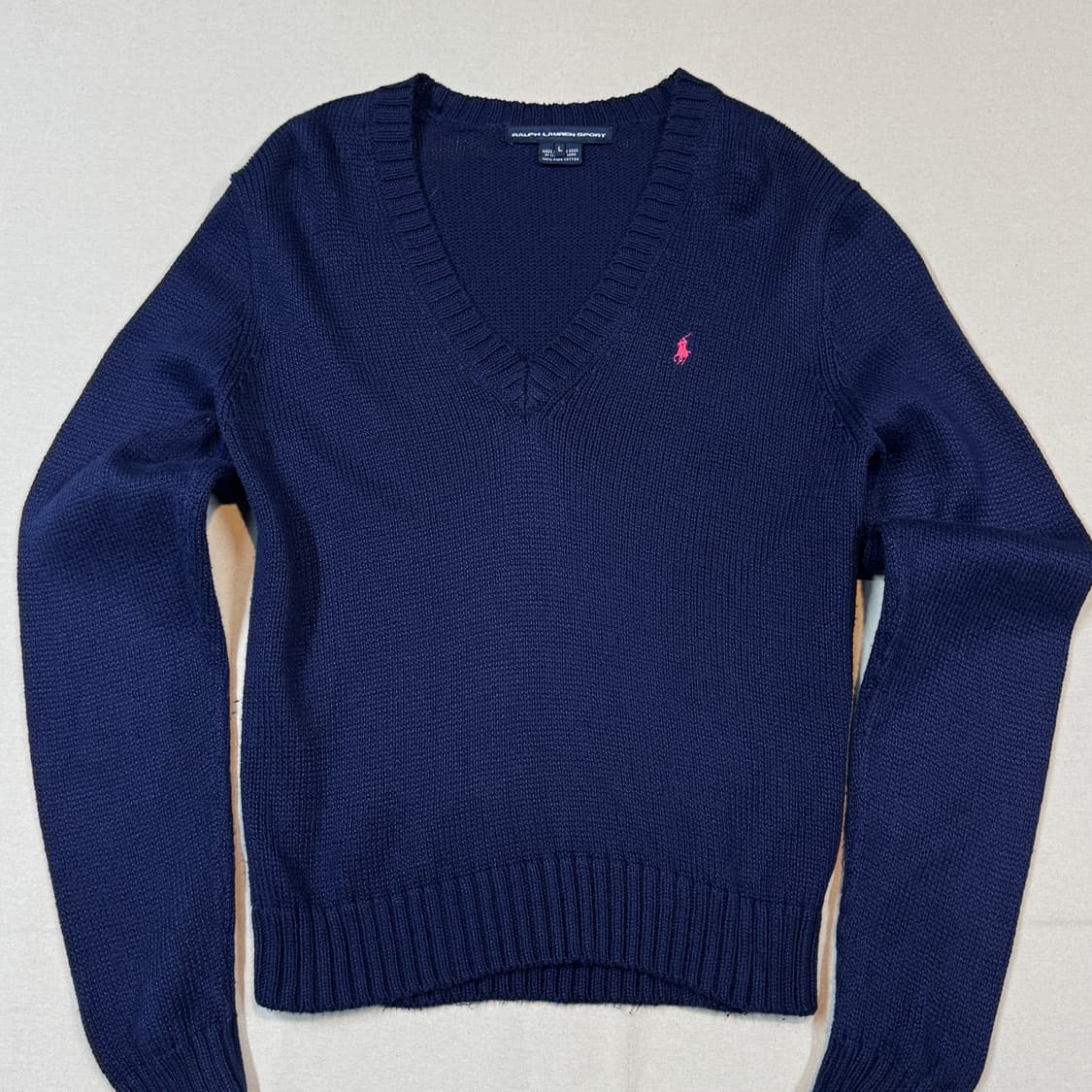 L) 폴로 랄프로렌 피마코튼 브이넥 니트 네이비 상품이미지2
