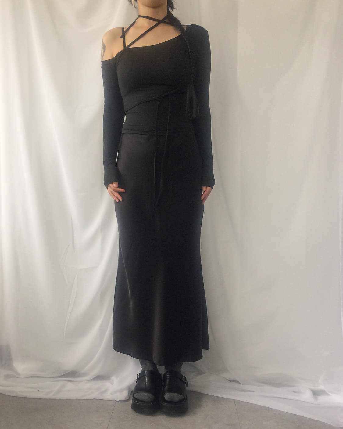 Glossy long skirt 상품이미지5