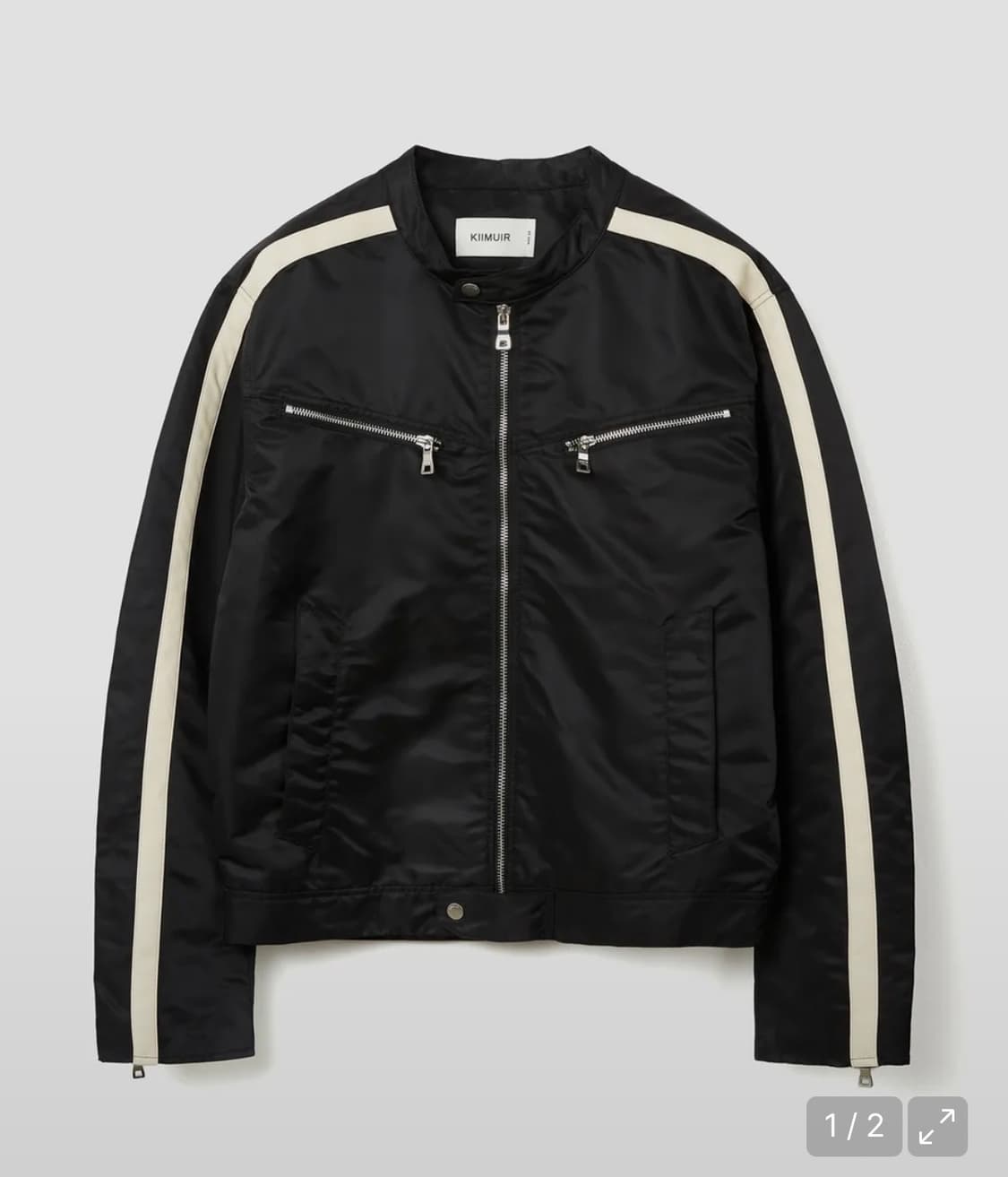 키뮤어 레더 라인 바이커 자켓_블랙 상품이미지1