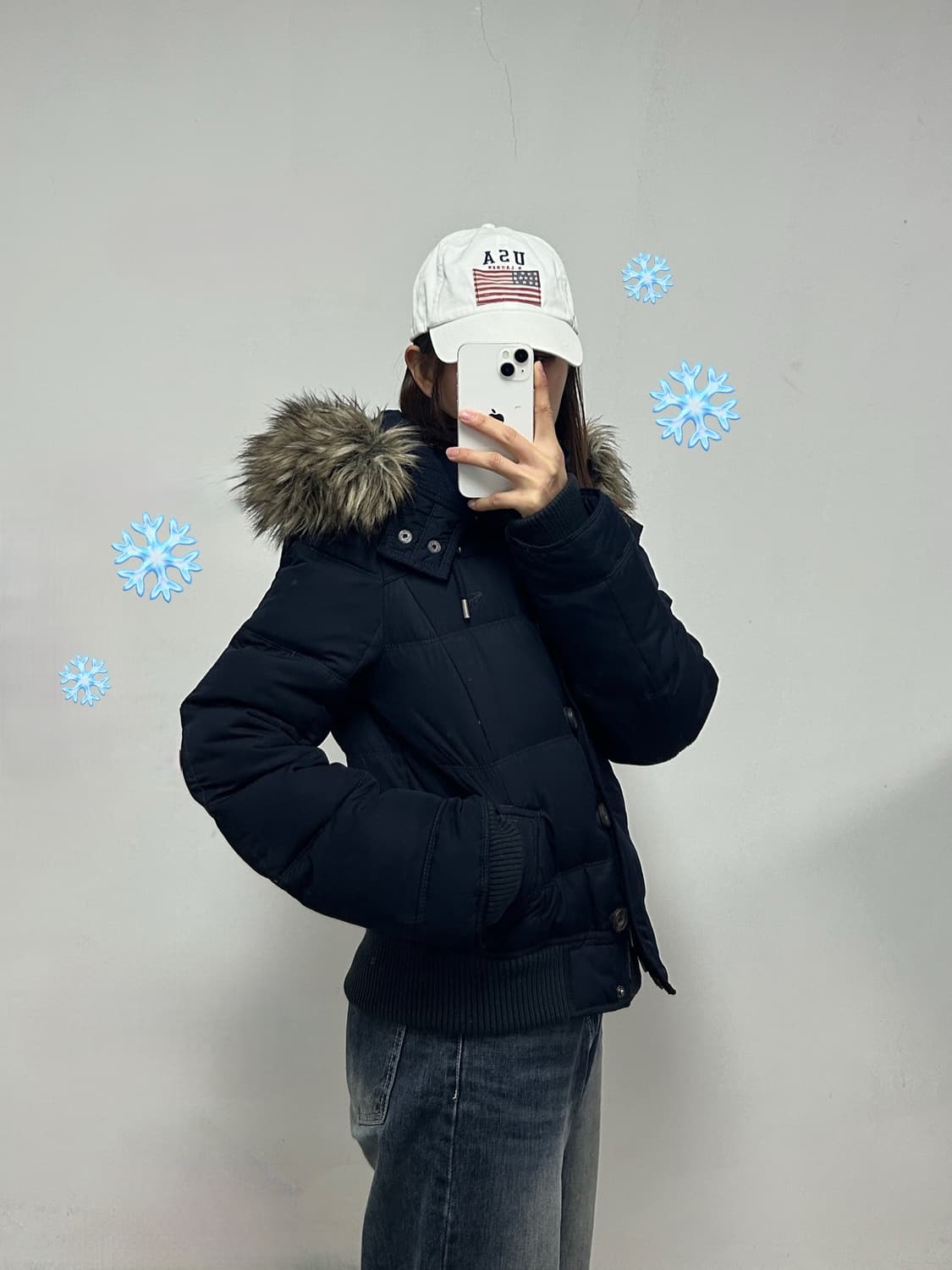 아베크롬비 울프죠 후드 퍼 패딩 점퍼 네이비  상품이미지2