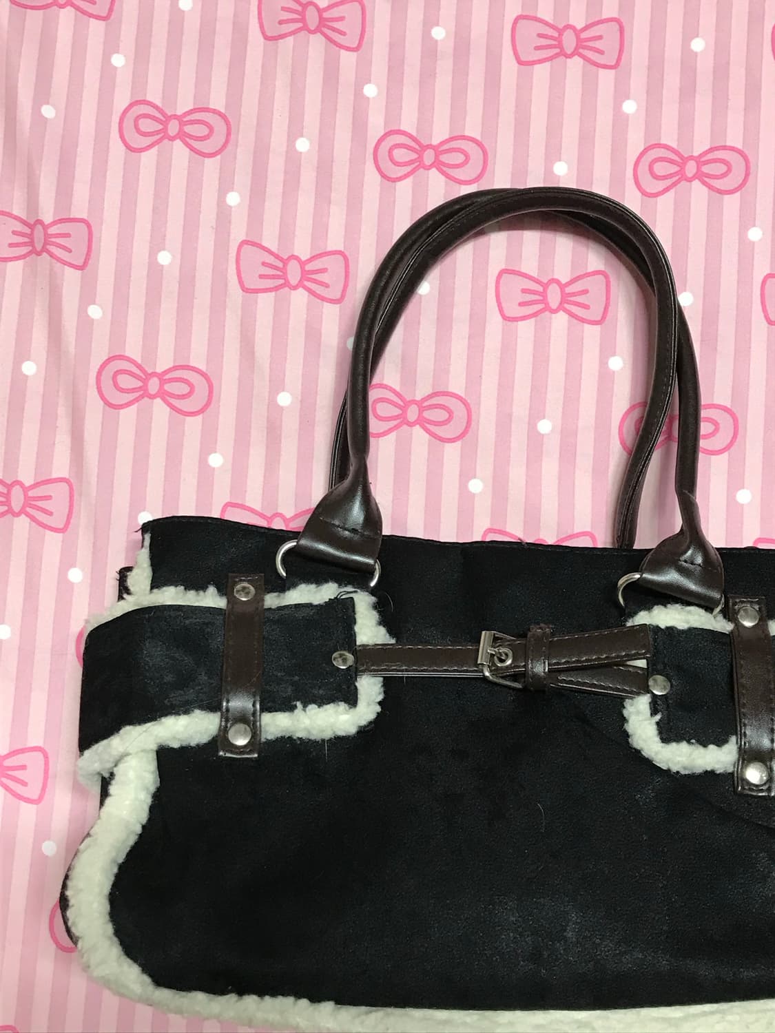 무스탕 숄더백 갸루가방 토트백 스웨이드 상품이미지3