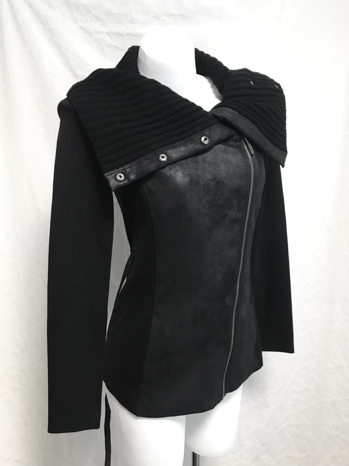 택포•빈티지 아르마니 익스체인지 벨티드 니트 하이넥 사선 집업 상품이미지2