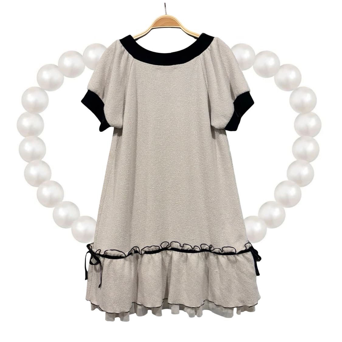 Axes femme 엑시즈팜 블랙 프릴 공겜여주 갸루 반팔 니트 원피스 상품이미지2