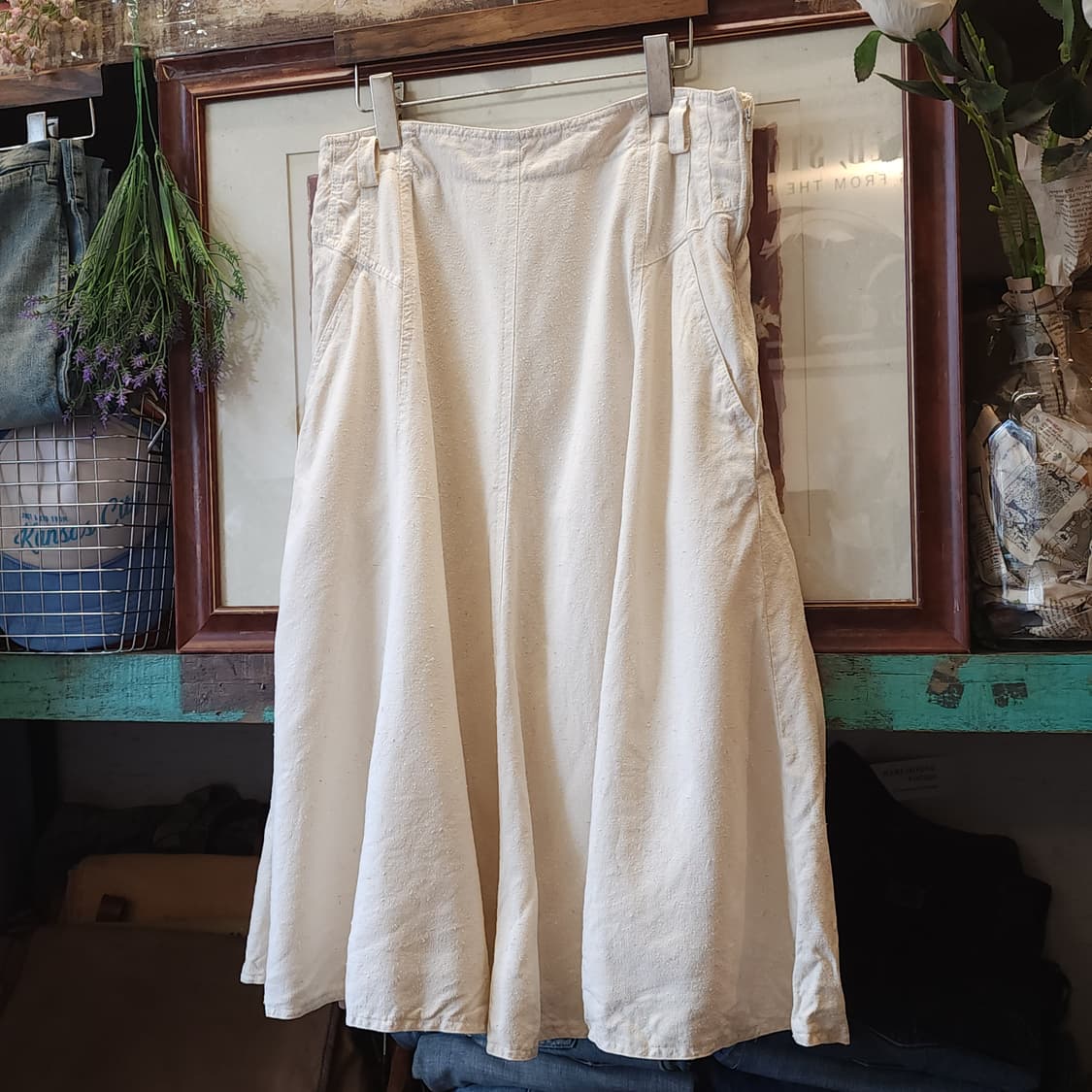90s 빈티지 스커트 유럽  화이트 스커트 100%실크 mura 상품이미지2