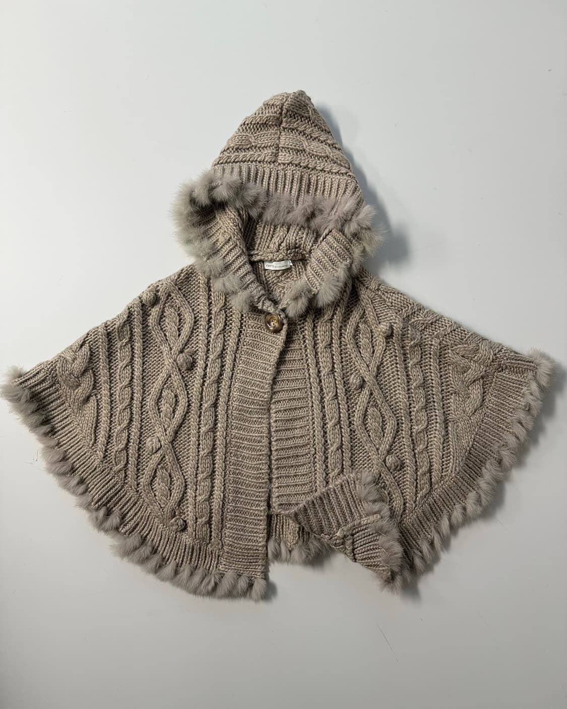 울 혼방 래핏 퍼 트리밍 니트 케이프 가디건 상품이미지1