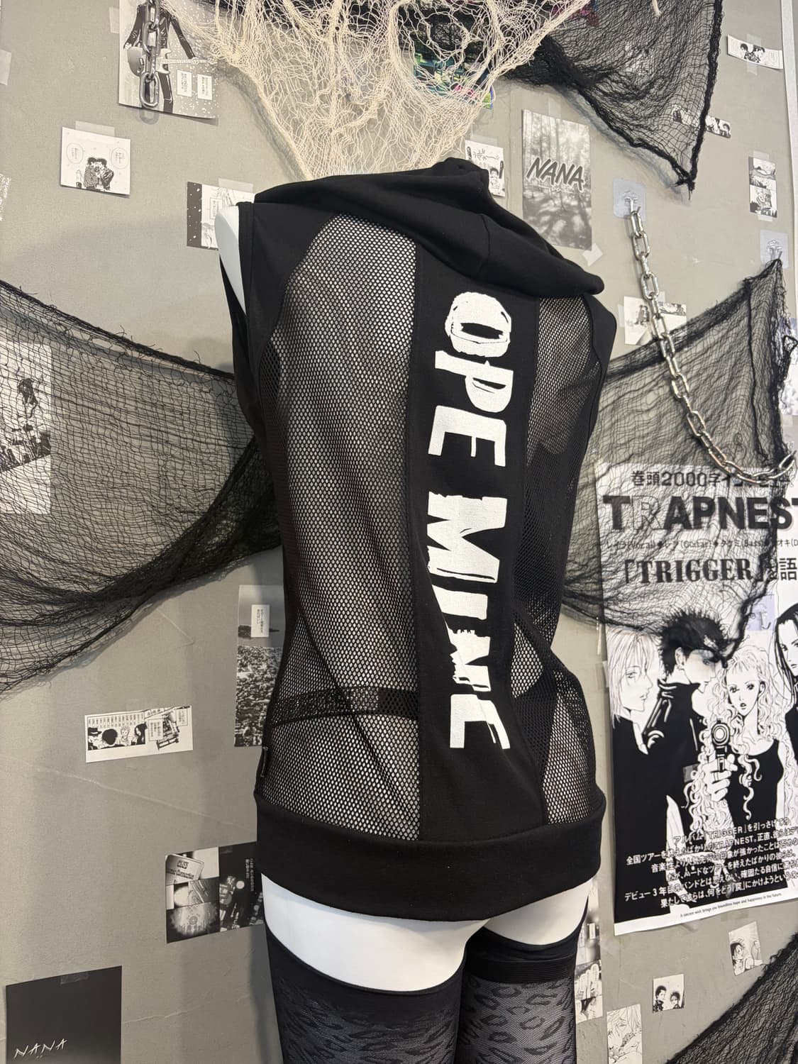 Y2K cubic skull back mesh overfit sleeve 상품이미지10