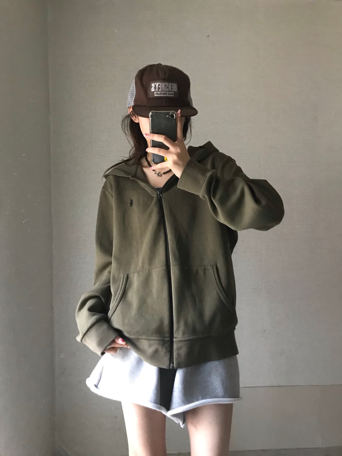폴로 카키 후드집업 상품이미지5