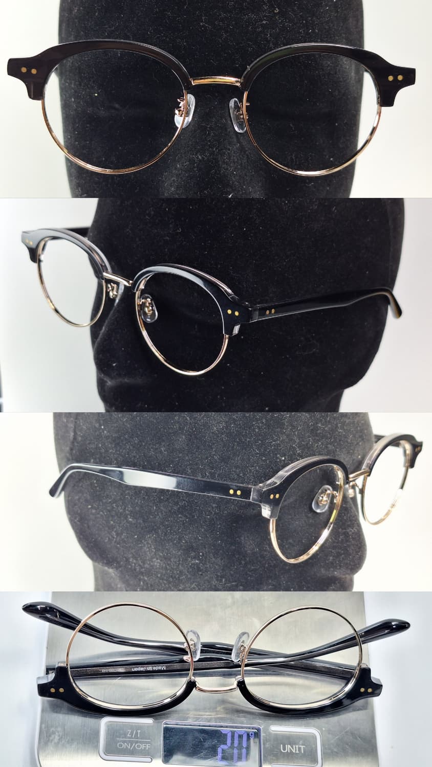일제 블랙 골드 하금테 안경테 48mm 일본 수입 패션 아이웨어 클래식  상품이미지5