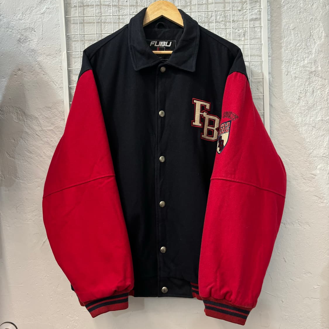 90s 후부 올드스쿨 빅 로고 울 바시티 자켓 XL 상품이미지2