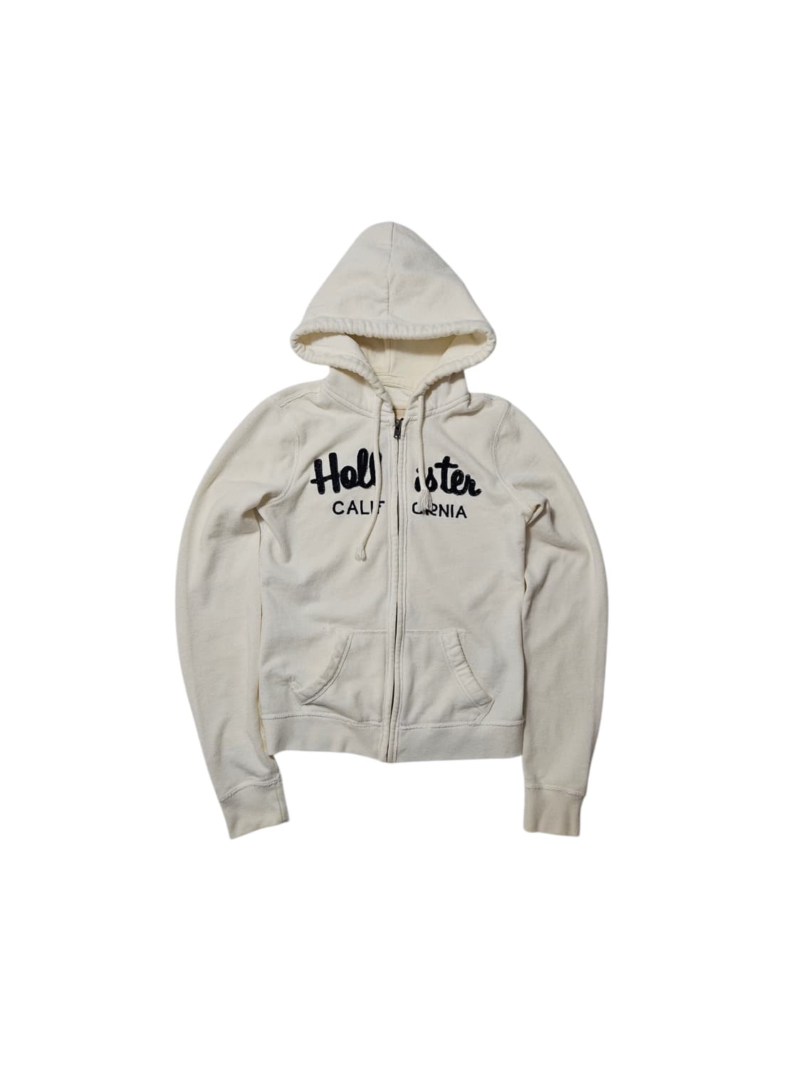홀리스터 화이트 딱붙핏 스펠아웃 로고 XS 후드집업 상품이미지1