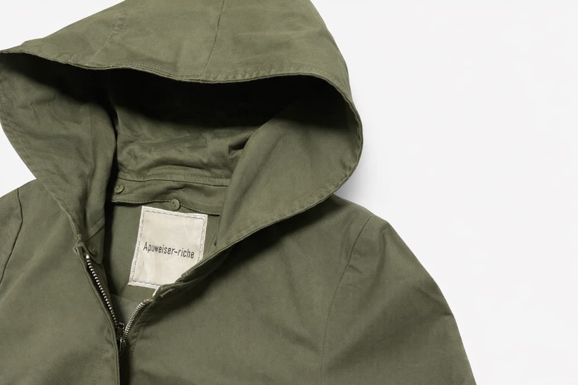 JPN 일본 빈티지 y2k 모리걸 비즈포켓 디테일 카키 야상 후드코트 상품이미지3