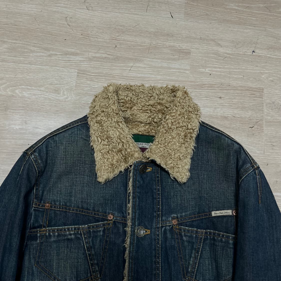 빈폴 진스 양털 카라 워싱 데님 무스탕 청자켓 [인디고] L/100 상품이미지2