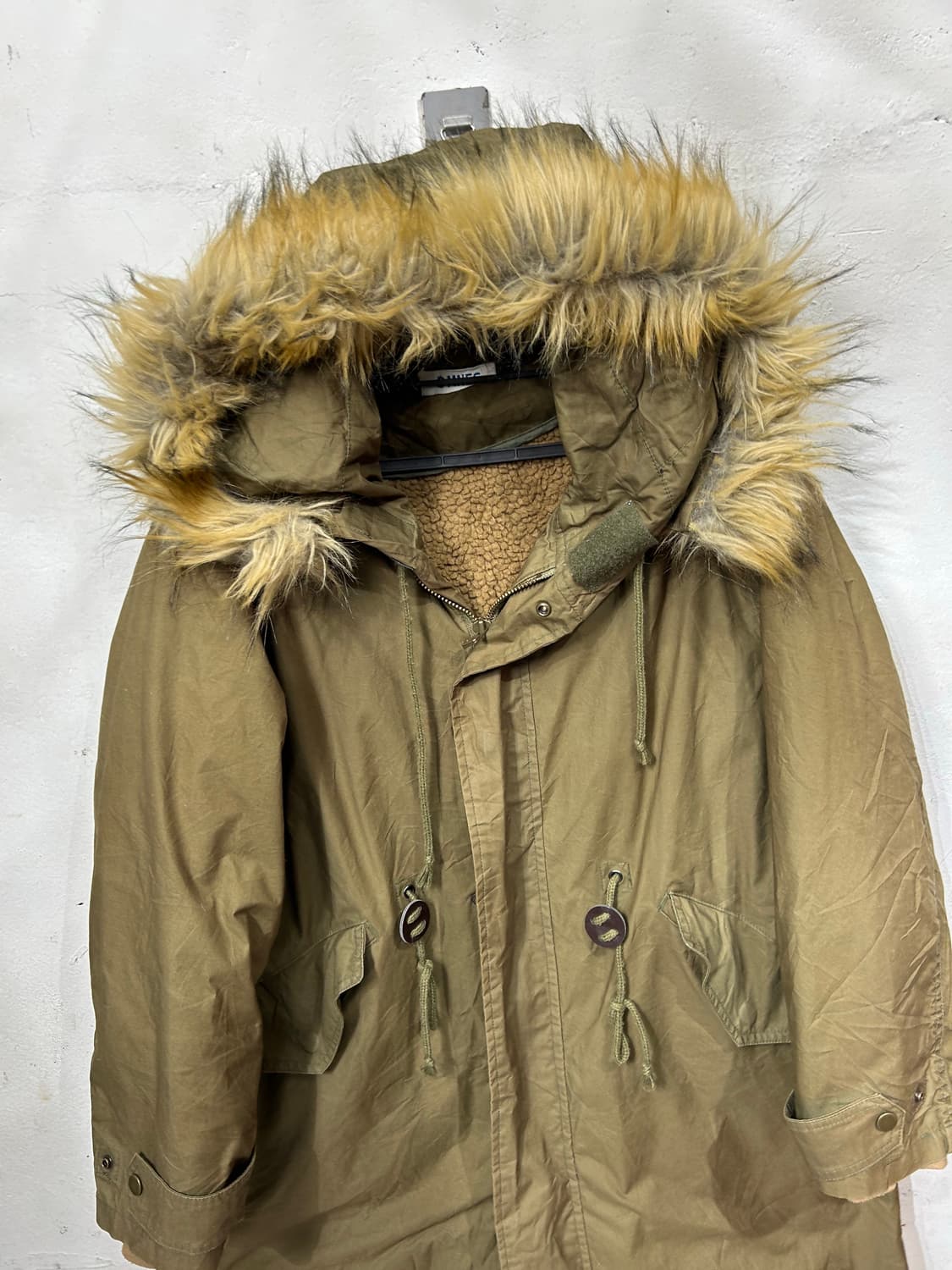 일본빈티지 카키 울프죠 퍼 후드 개파카 야상 밀리터리 갸루 M 상품이미지6