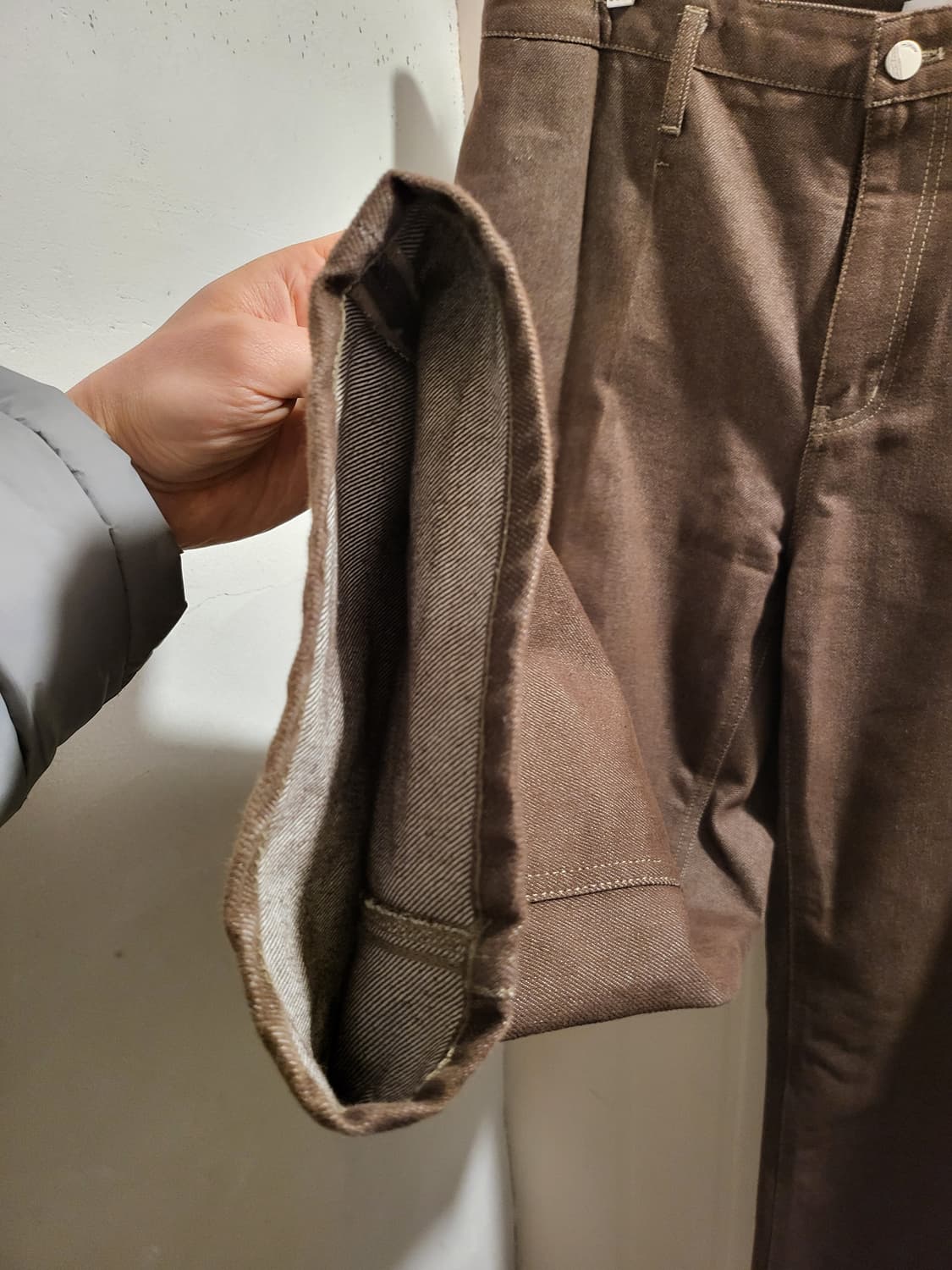 [L]미나브 원턱 카운터 데님팬츠 브라운 38인치 상품이미지5