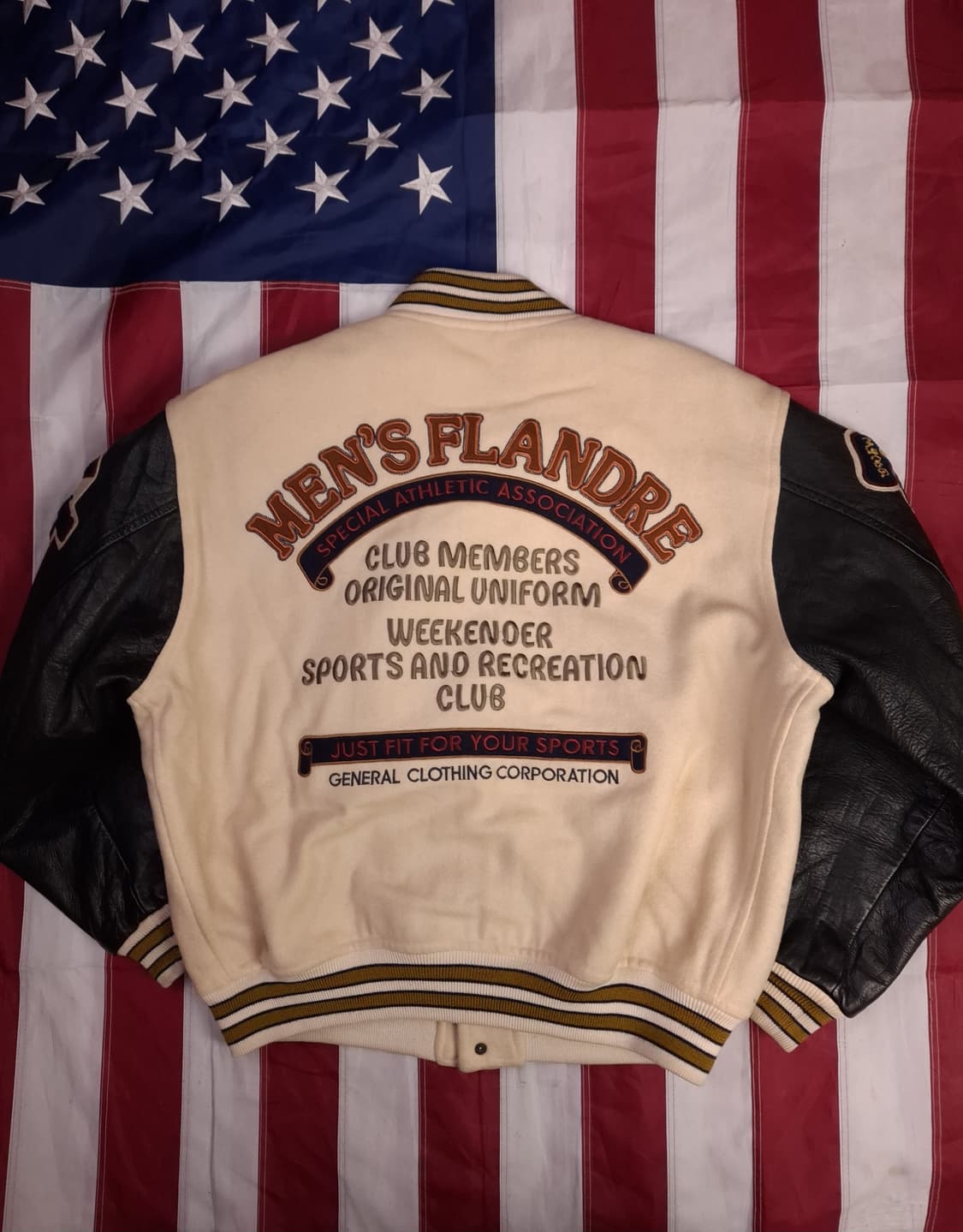 90's 일본판 FLANDRE 빈티지 울 바시티 자켓 상품이미지1