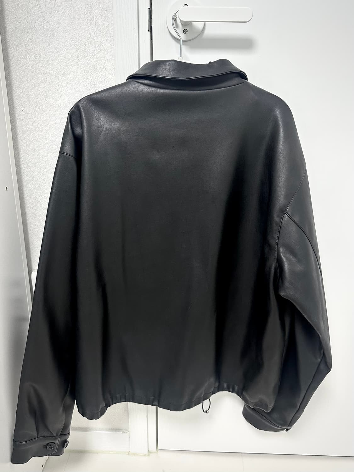 카라넥 레더 자켓 블랙 상품이미지2