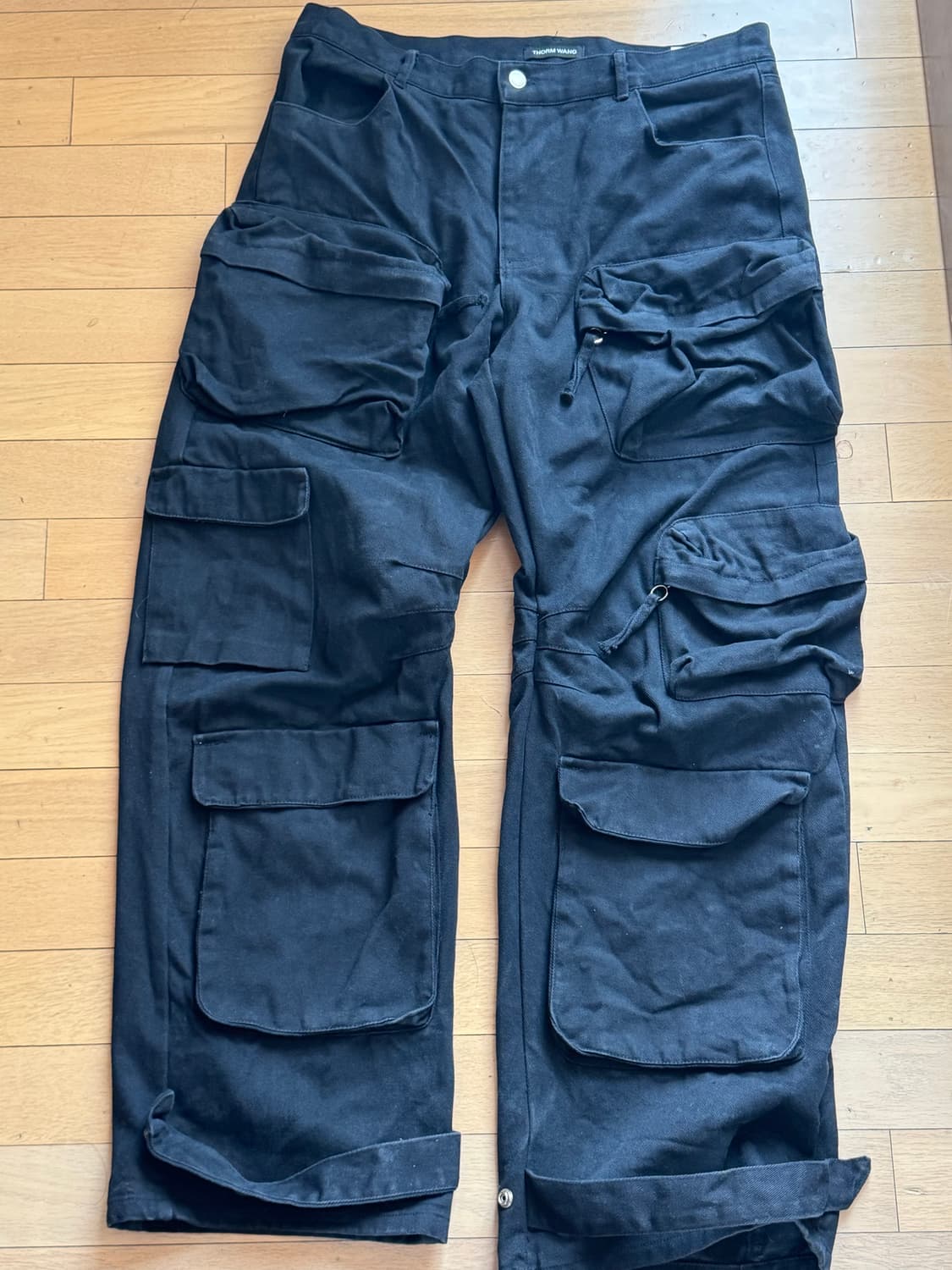 포켓 워싱 와이드 카고팬츠 블랙 XL 상품이미지3