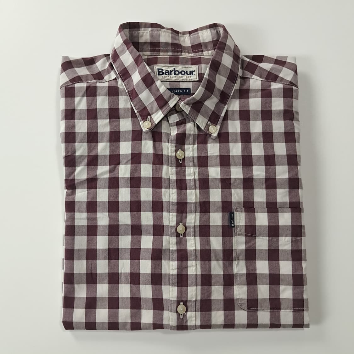 CK345 M 바버 테일러드핏 버건디 깅엄체크 셔츠 남방 상품이미지8