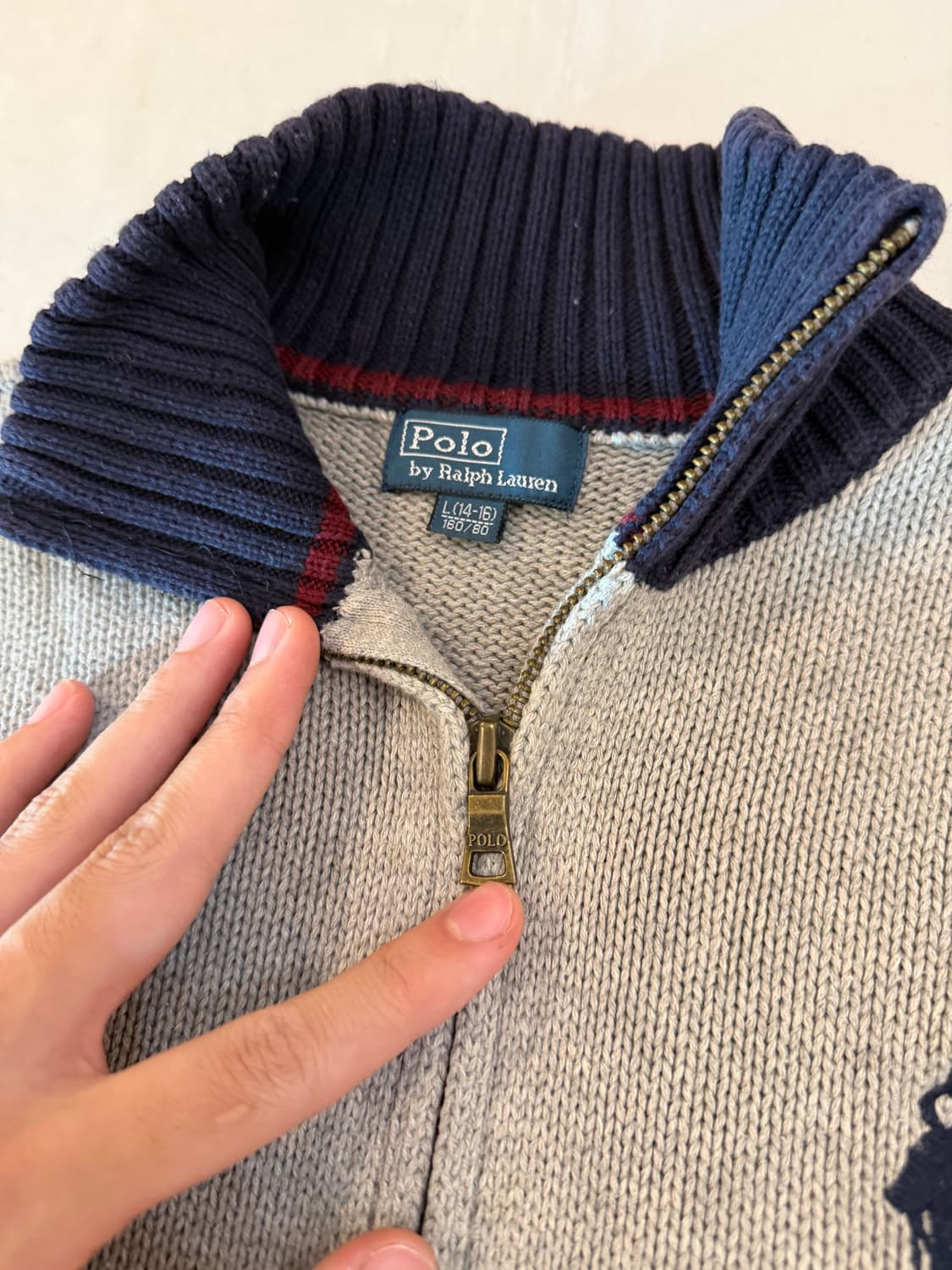 폴로 랄프로렌 빅포니 치프키프 니트 집업 져지 그레이 상품이미지5