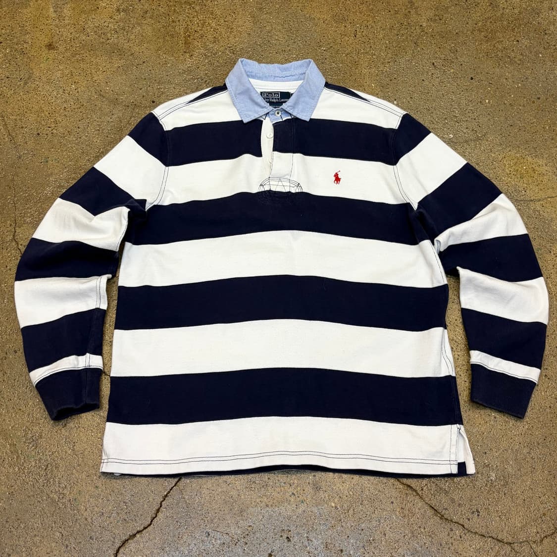 레어 00s 미국 빈티지 폴로랄프로렌 스트라이프 럭비티 카라티 상품이미지1