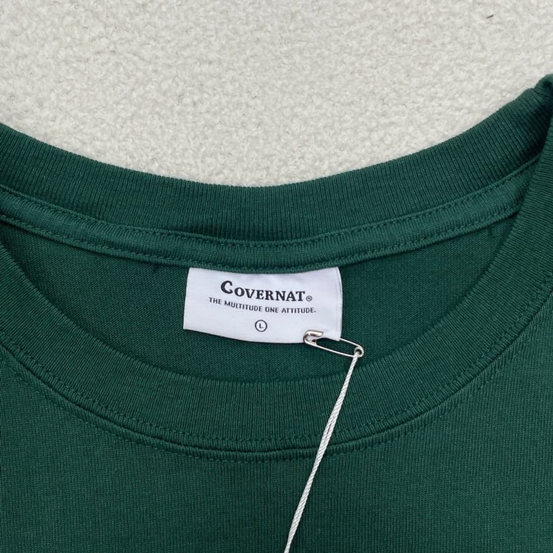 (새상품) COVERNAT 로고 티셔츠 그린 L 상품이미지3