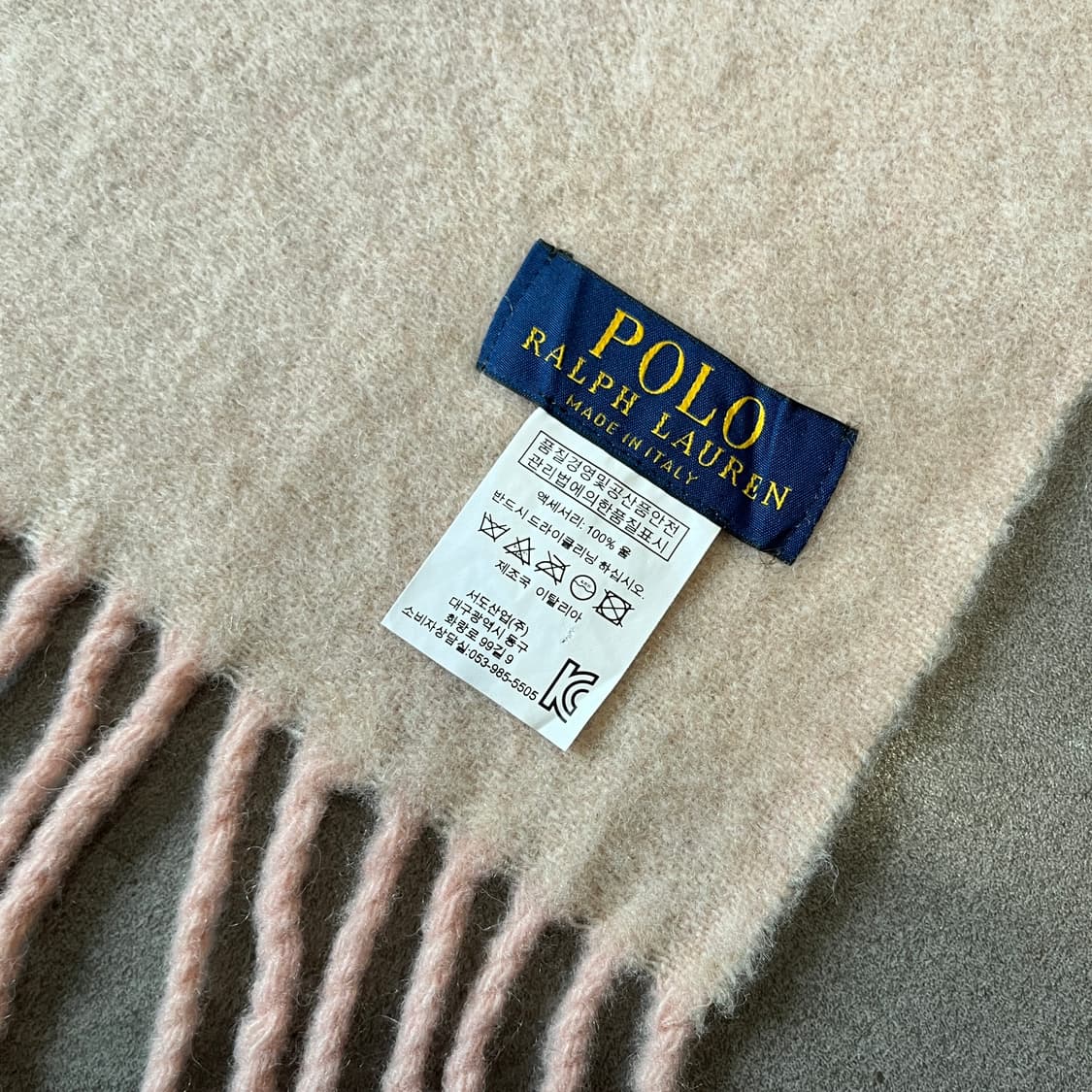 폴로 국내 정품 이태리 생산 핑크 울 머플러 목도리 상품이미지3