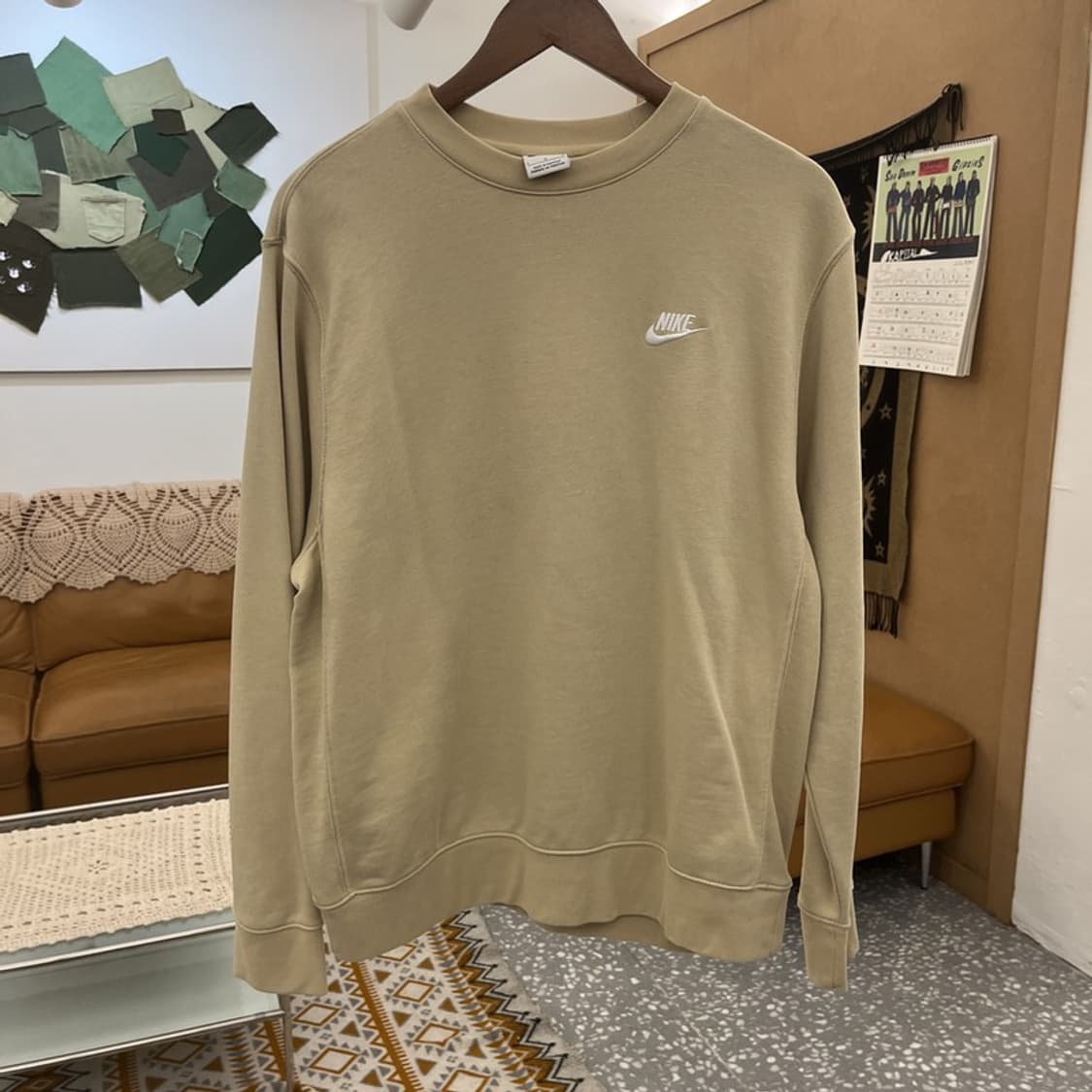 나이키 NSW 클럽 프렌치 테리 크루 오트밀 맨투맨 L C10854 상품이미지3