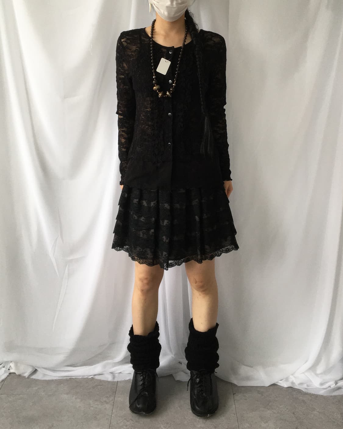 Frill point flower pattern lace cardigan 상품이미지5