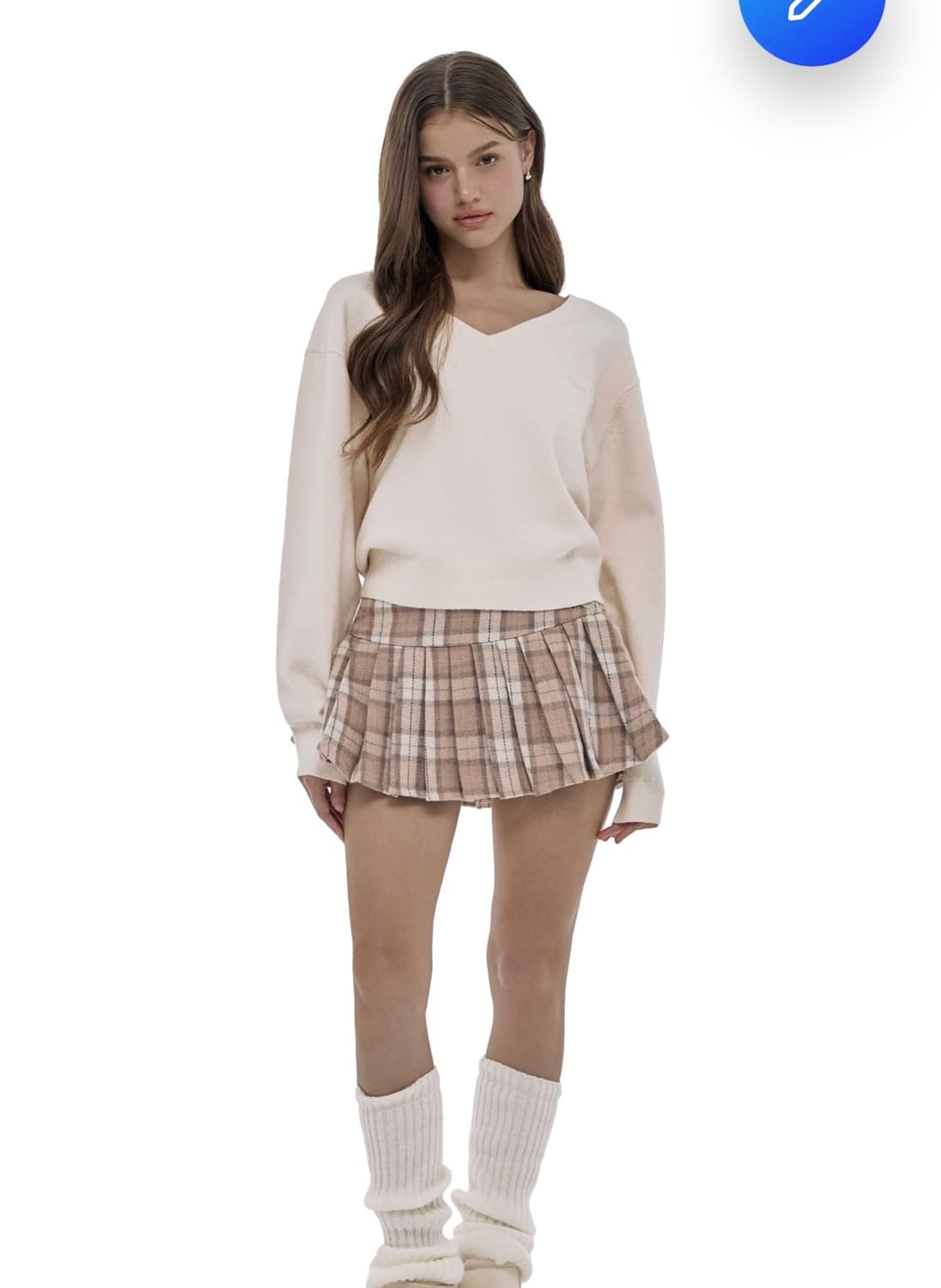 클리시어 피치 모카 울 플리츠 스커트 peach mocha 상품이미지1