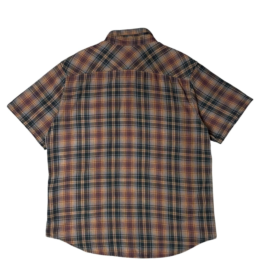 할리데이비슨 블랙 브라운 옐로우 체크 배색 투포켓 반팔 셔츠 XL 상품이미지2