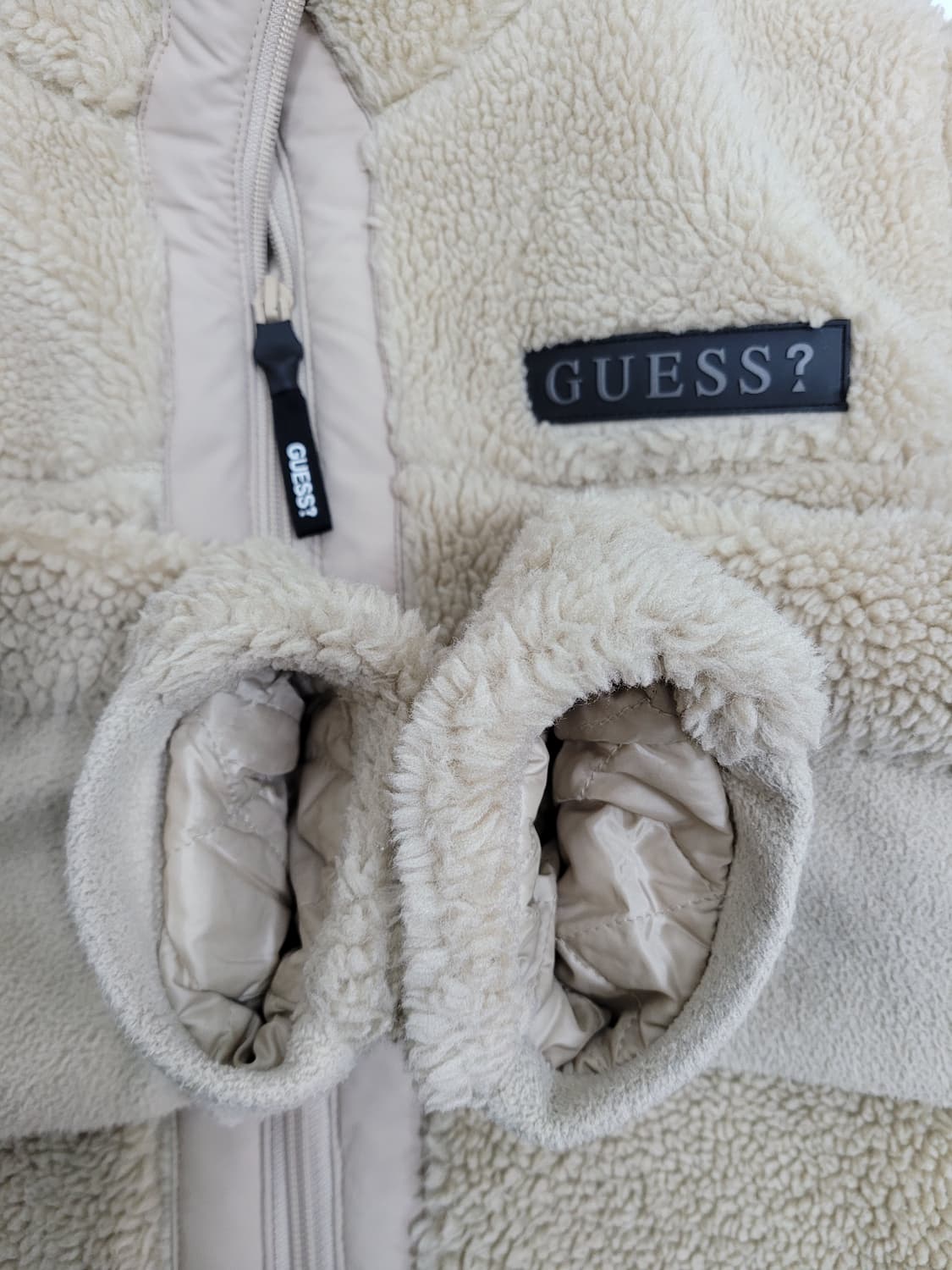 GUESS 21FW 게스 플리스 집업 자켓 / 남 L 아이보리 브라운
 상품이미지7
