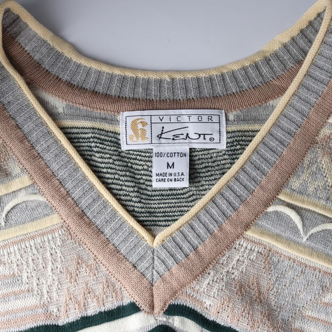 Victor Kent 에스닉 패턴 코튼 니트 베스트 M 상품이미지5