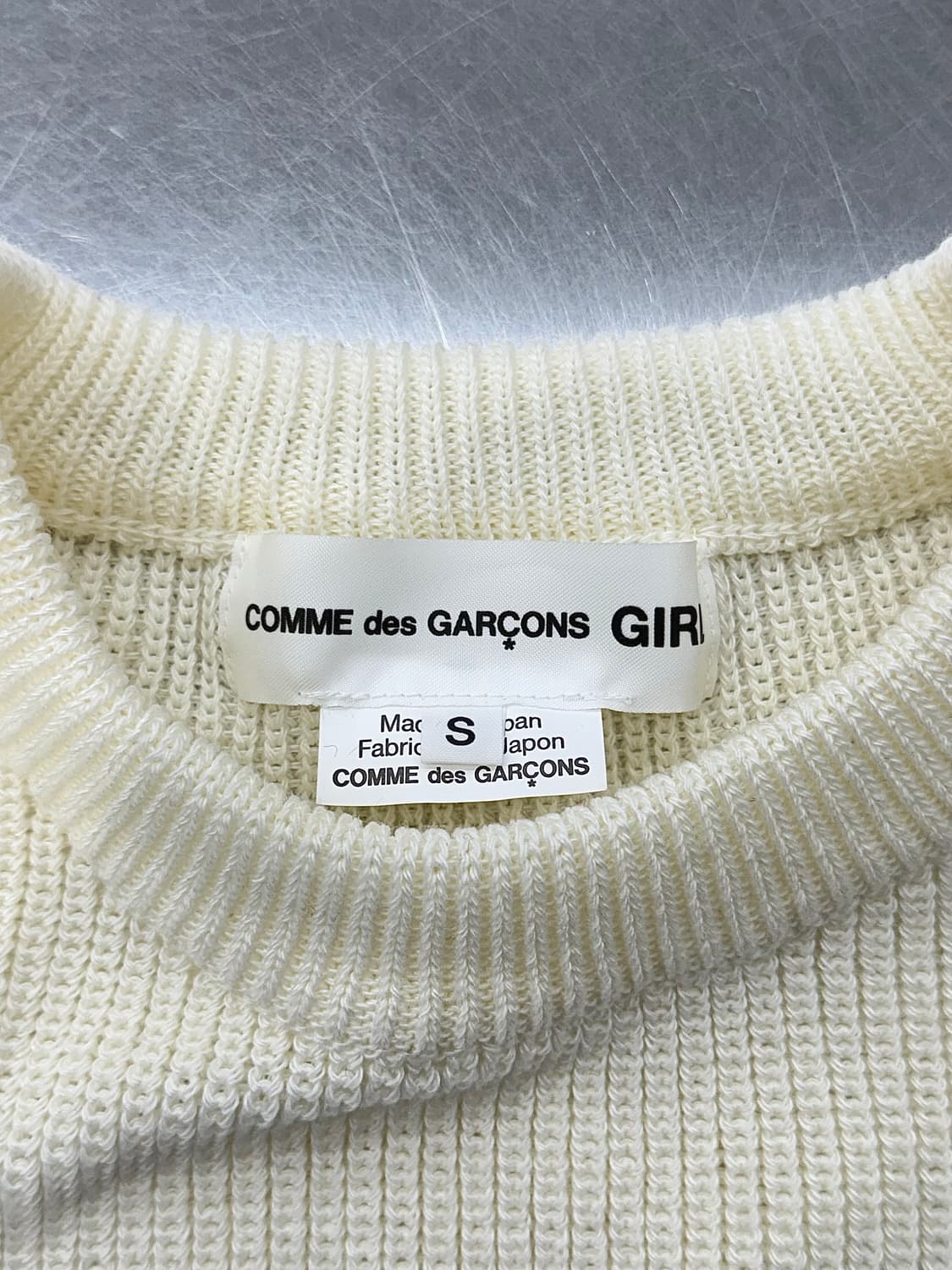 꼼데가르송 걸 엠브로이드 보우 아이보리 니트 스웨터 상품이미지7