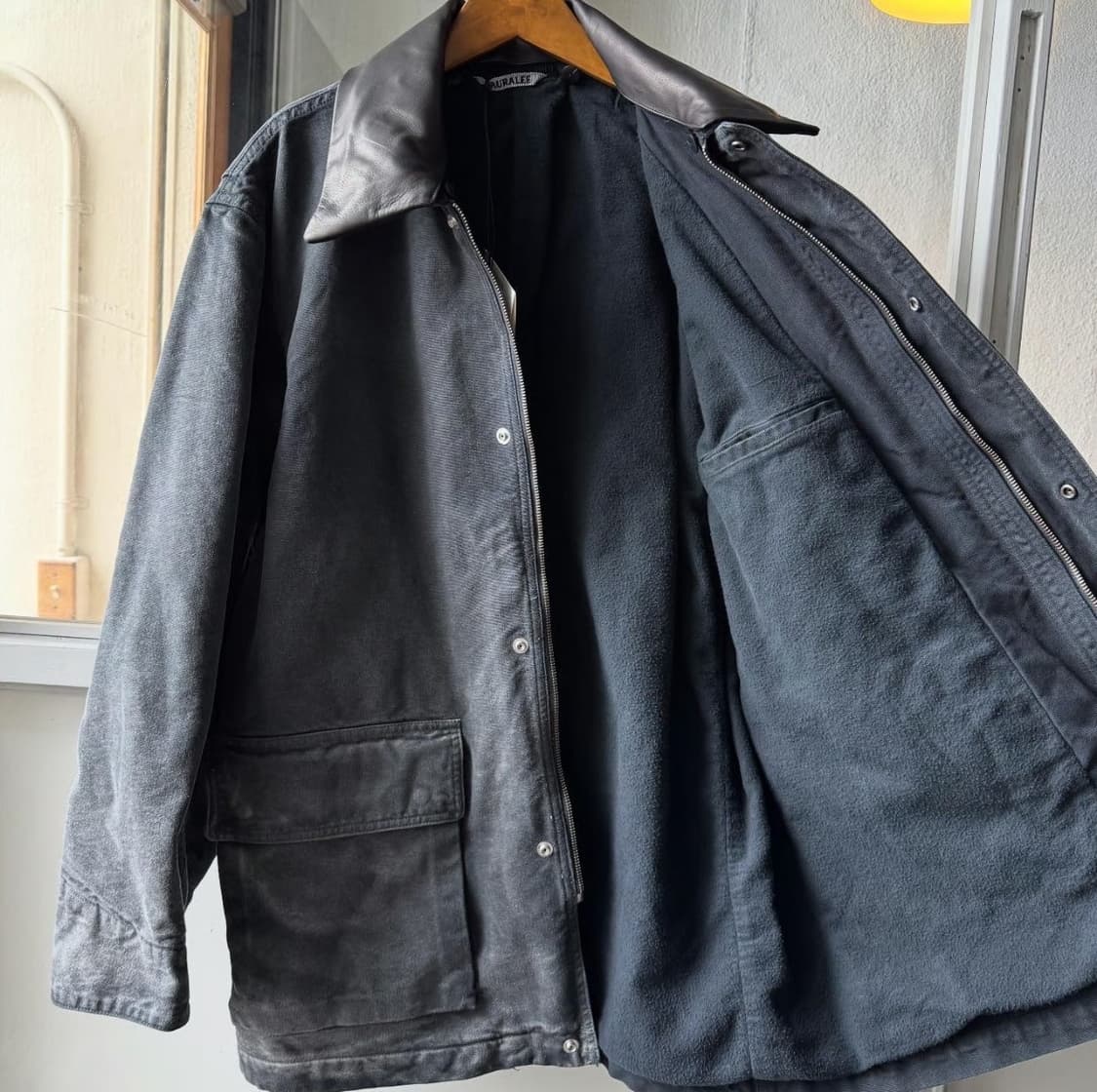 [3] 25AW 오라리 프로덕트 다이드 오가닉 코튼 덕 블루종 블랙 상품이미지6