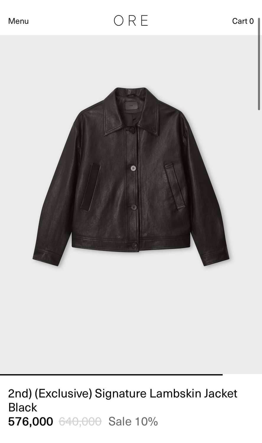 Ore Signature Lambskin Jacket Black 팝니다 상품이미지1