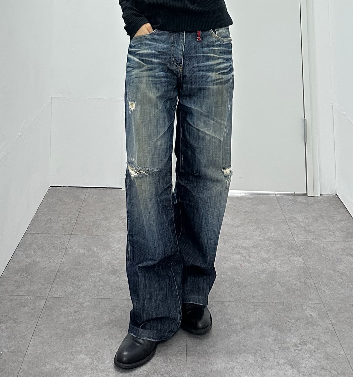 ASK destroyed back patch denim pants 상품이미지3