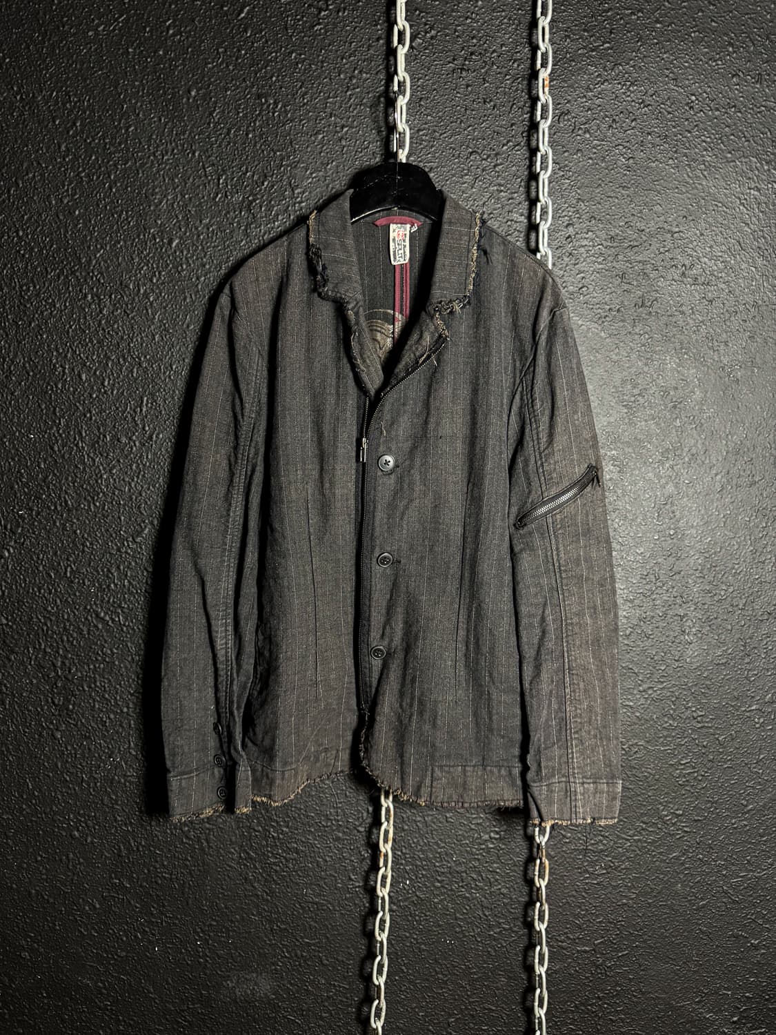 Gray denim pinstripe cut-off jacket  상품이미지1